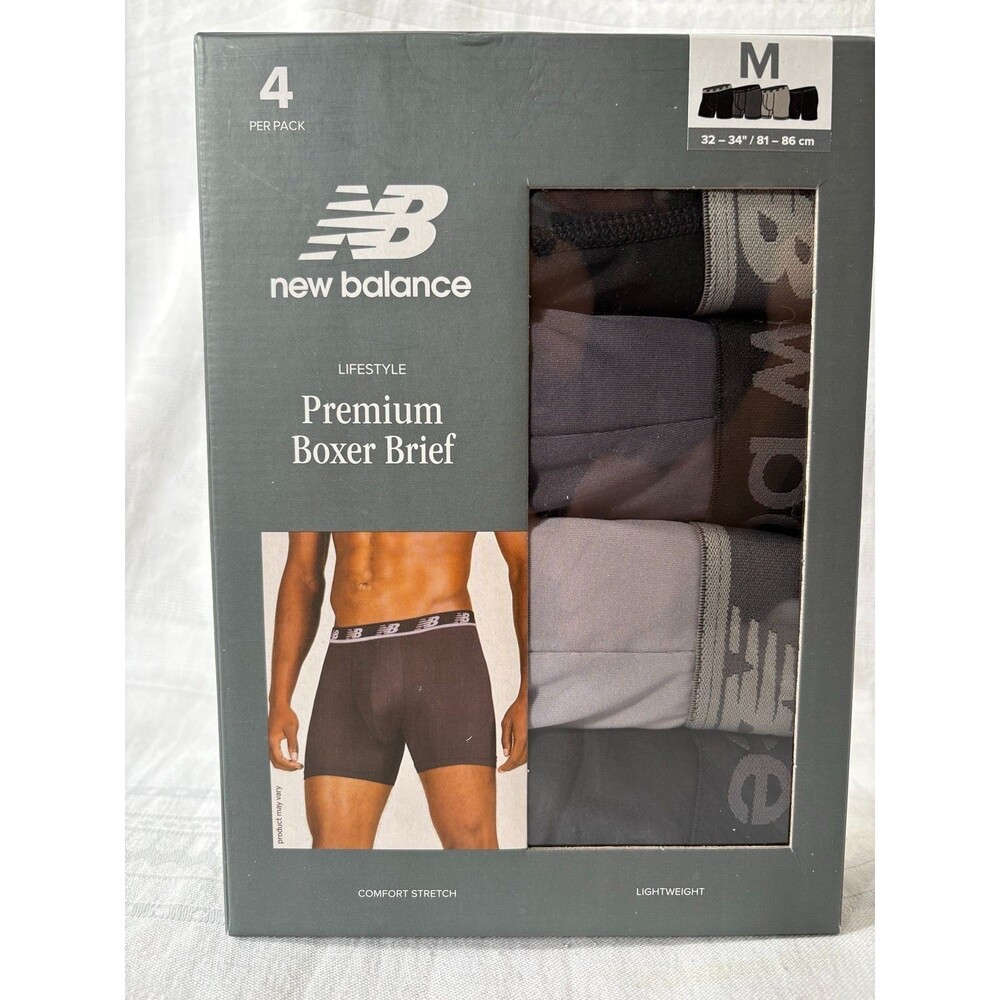 New Balance Mens Premium Boxer Briefs 4 Pack Size M 32-34 Stretch New